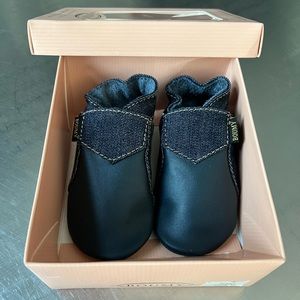 Boumy Leather Baby Booties - Color: Jeans